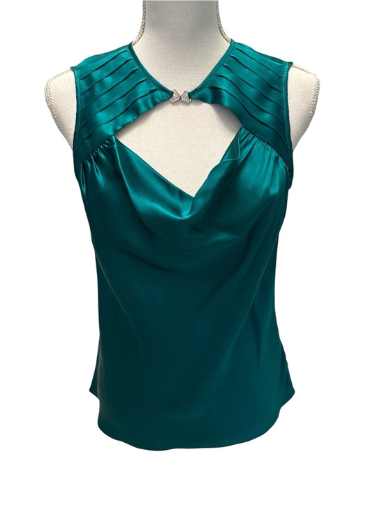Banana Republic Tops - Banana Republic NWT 100% Silk Blouse M Medium Emerald Green Rhinestone Keyhole